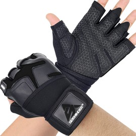 Sidewinder Workout Weight lifting Gloves with Wrist Wrap Support for Men and Women Wrist Support Padded Extra Grip Palm Protection Fingerless Exercise Gloves for Cycling, Gym, Climbing, Training
