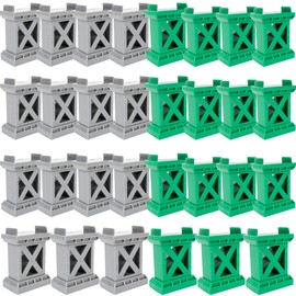 Kugliwa 30 Pcs Train Bridge Pier Track Wooden Bridges Support Railway Accessories Compatible with All Major Train Set, Grey Green