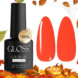 GLOSS Gel Nail Polish | Neon Coral 15ml 1 pcs - HEMA Free Gel Polish, Coral Soak Off UV LED Gel Varnish, Professional Manicure Gel Polish Design for Home & Salon, Perfect Holiday Gifts for Women