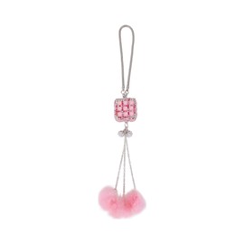 A ABSOPRO 1 Pcs Metal,Rhinestone Magic Cube Diamond Car Rear View Mirror Pendant Accessories Car Hanging Ornament Pink