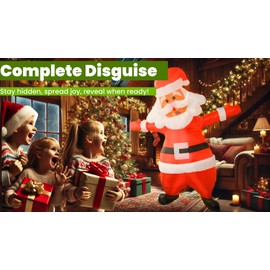 LafaVida Inflatable Giant Santa Claus Full Body Christmas Costume Suit for Adults and Teens 4.3ft-6.5ft Funny Blow-up Outfit
