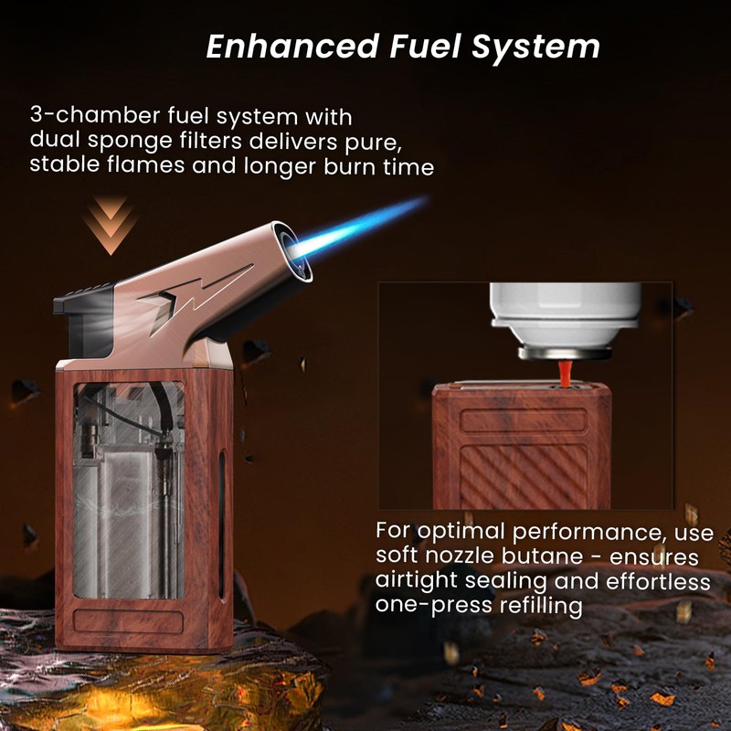 Torch Lighter with Built-in Straight Tool, Punch, Windproof Jet Flame