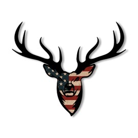 THE WAVY FLAG Deer Buck Antlers Flag Decal, Deer Decal, Deer Sticker, Deer Bumper Sticker for Truck, Car, Case, RV, Cooler, American Buck Decal (6 inches Wide)