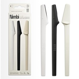 Nimbi Dermaplaner Razor, Precision Eyebrow Shaper, Facial Hair Removal & Exfoliation, Plastic-Free, 3 Count