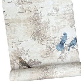 Vintage Floral Self Adhesive Wall Paper Shelf Liner Funitures Dresser Drawer Cabinet Decor Paper (Blue Bird, 17.7inchX100inch(8.2Ft))