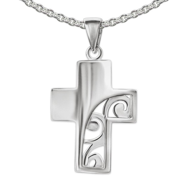 CLEVER SCHMUCK Women's Cross Necklace Pendant Wide Art Nouveau Cross