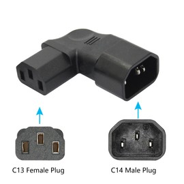 1Pair 90 Degree IEC 320 C14 Male to C13 Female Converter Adapter, Left & Right Angle Extension Connector Plug 10A 250V, for Monitor, Computer, PDU Chassis, Printer etc - 2Pcs