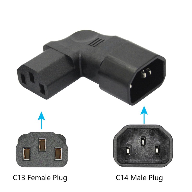 1Pair 90 Degree IEC 320 C14 Male to C13 Female