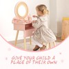 OOOK Kids Vanity Table and Chair Set, Pink Girls Vanity