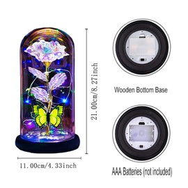 Thrjia Birthday Gifts for Women Mom Wife Her,Light Up Rose Flower Gifts for Women,Glass Rose Butterfly Rose Gifts for Mom from Daughter, Butterfly Birthday Gifts for Her Mom Gold