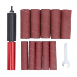 Spindle Sander Adapter, 1.5 Inch Sanding Drum Aluminium Alloy Spindle Grinder Adapter Drill Sanding Mandrel Set with Key & 10 Pieces Sandpaper for Wood Metal