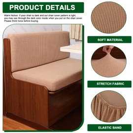 CRFATOP 2 Set RV Dinette Cushion Covers Jacquard Camper Cushion Slipcover Stretch 2 Seat Sofa Chair Cover Furniture Protector for RV Camper Car Bench 2 Backrest Covers & 2 Bench Covers,Khaki