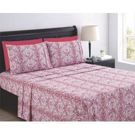 Queen Size Bed Sheets Set - 6PC Paisley Ultra Soft Microfiber Bed Sheets - Easy to Clean, Sheets Queen Size with Fitted Sheet, Flat Sheet & Pillowcases (Burgundy)