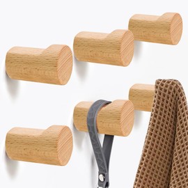 Enkrio Wood Wall Hooks 6Pcs Wooden Coat Hooks Wall Mounted Heavy Duty Hat Rack for Hanging Towel Blanket Robe Entryway Key Holder (Horseshoe)
