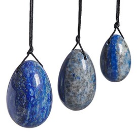 Nupuyai Nupuyai Lapis Lazuli Crystal Stone Yoni Eggs Set of 3, Drilled Massage Stone for Women Kegal Exercise Eggs Strengthen Pelvic Floor Muscles
