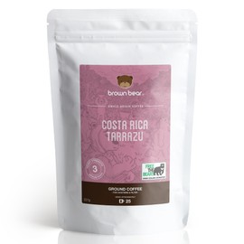 Costa Rican Medium Roast Ground Coffee 227g – Brown Bear Costa Rica Tarrazu – Strength 3 - For V60 Filter Cafetiere French Press – 100% Arabica – Donation to Free The Bears
