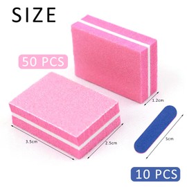 Pack of 50 Nail Buffer with 10 Nail File, Nail Buffer, Nail Buffer, Nail Buffer Scrub, Sponge Cube, Washable Sponge File