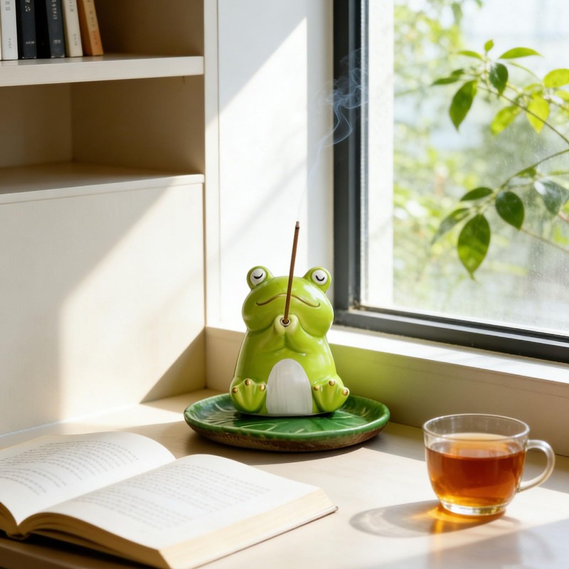 Quiet Prayer Frog Short Stick Incense Burner(for Sticks up to