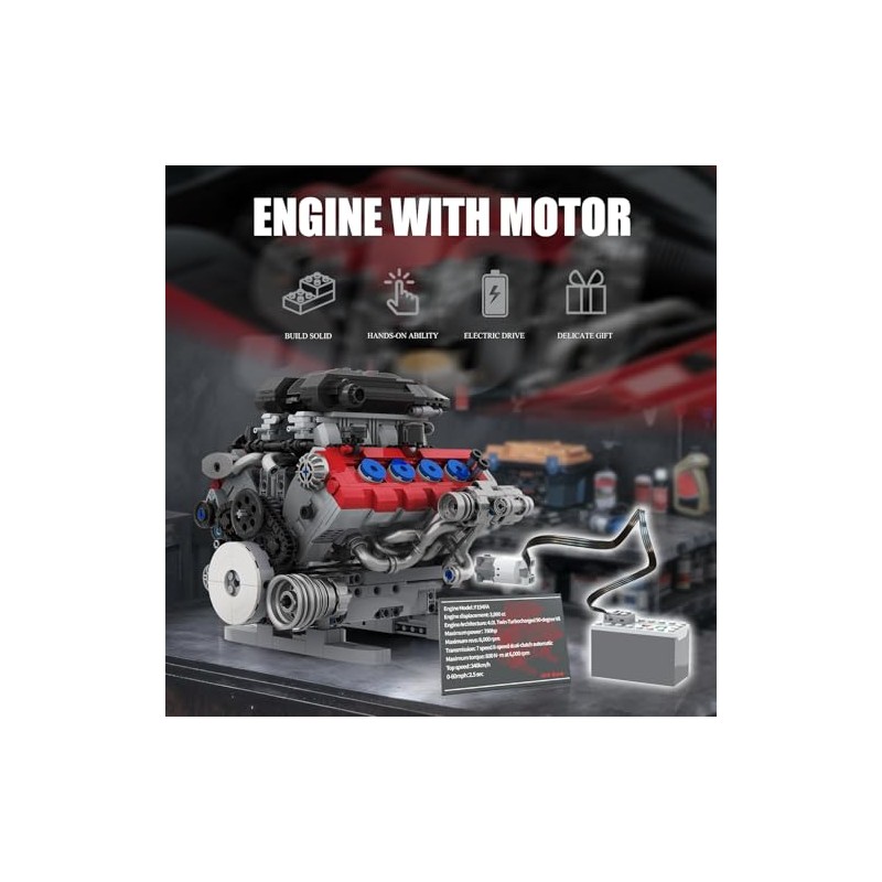 Mavo brix V8 Engine Building Set, Model Kit for Adults,