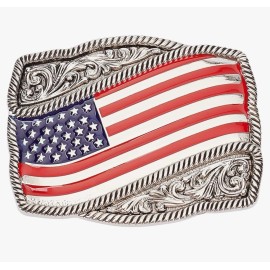 Style USA U.S. American Flag Patriotic Western Style Large Metal Belt Buckle