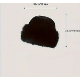 Handmade Women Faux Fake Mink Fur Hat Mongolian Warm Beanie Fluffy Fur Brim BLACK