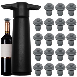 vibedor 20 Wine Vacuum Stoppers with Wine Saver Pump, Wine Preservers Wine Keepers Reusable Bottel Sealers for Wine Bottles to Keep Wine Fresh(Grey)