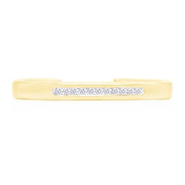 14k Yellow Gold Over Sterling Silver Channel Set Round White Natural Diamond Accent Toe Ring Adjustable