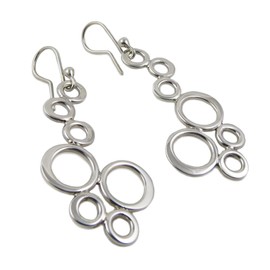 Long Solid 925 Sterling Silver Bubble Drop Earrings