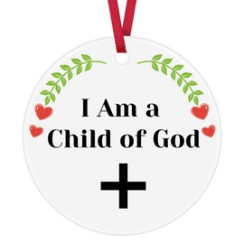 Christian Gifts for Women Men Bible Verse Ceramic Ornament Keepsake Sign Religious Gift First Communion Gift Baptism Gifts for Girls Boys Birthday Christmas Ornament for Godchild