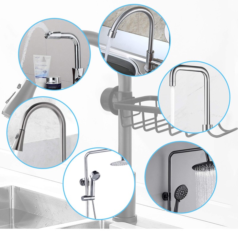 SinLoon Kitchen Faucet Sponge Holder, Sink Caddy Organizer, Space Aluminum