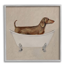 Stupell Industries Dachshund Dog Vintage Bathtub Framed Giclee Art, Design by Coco de Paris