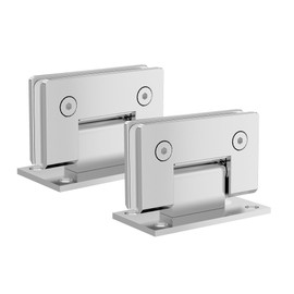 Bathlink 90 Degree Glass Shower Door Hinges, Heavy Duty Polished Chrome Glass Door Hinge for Bathroom, 2 PCS 304 Stainless Steel Shower Door Hinges for 1/4" to 1/2" Frameless Glass Shower Door