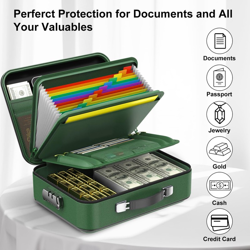 COLCASE Fireproof Document Folder, Hard Fireproof Waterproof Document Box with