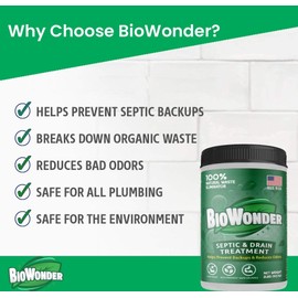 BioWonder Septic Tank Treatment - Prevent Backups & Reduce Odor - 100% All-Natural Enzymes - Disposal, Drain, RV, Septic, Grease Trap, Toilet, Shower - 2lbs 60 Treatments