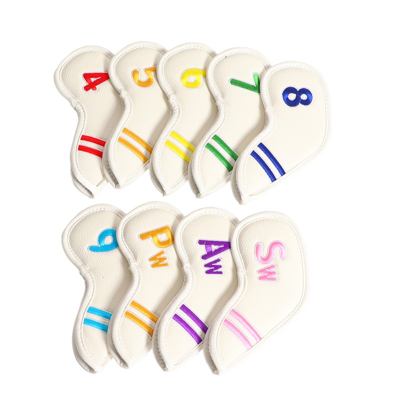 9pcs/set PU Waterproof Golf Club Iron Cover with Numbers Thickening