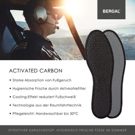 Bergal Insoles With Activated Carbon Insoles against Sweaty Feet - UK 9, black