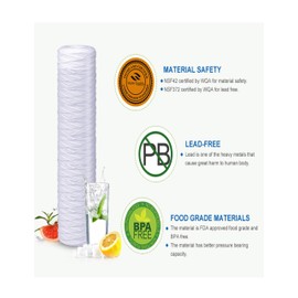 CFS – 2 Pack String Wound Sediment Water Filter Cartridges – Remove Bad Taste & Odor – Whole House Replacement Water Filter Cartridge – 5 Micron – 2.5" x 10" – White