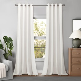YoungsTex Off White Velvet Curtains 84 Inches Length for Living Room Super Soft Luxury Window Drapes for Bedroom Privacy with Grommet Top Light Blocking, 52 X 84 Inch