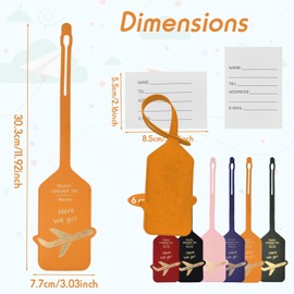 6 Pieces Leather Suitcase Tags, Luggage Tags with Name Tag and Address Label, Waterproof Travel Set for Suitcases, Bags, Backpack, Air Travel, Cruise