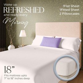 SUPREME ELEGANCE Twin XL Size Cotton Rich Light Pink Dorm Bedding Set, Brushed Percale Weave Sheets, Wrinkle-Resistant College Dorm Room Essentials (1 Flat Sheet, 1 Fitted Sheet & 1 Pillowcase)