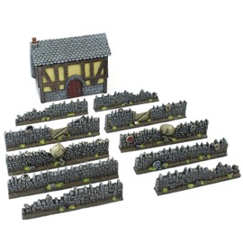 War World Gaming Detailed Fantasy Walls with Cottage Inn - 25 mm - 32 mm Tabletop Games Terrain Model Building Terrain Terrain Terrain Landscape Construction Wall Landscaping Model Diorama Miniature