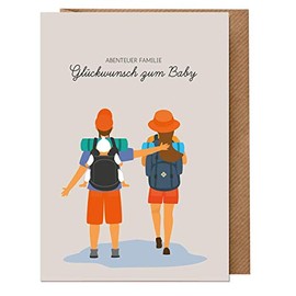 dabelino Birth Card (Boy/Girl, Neutral), Baby Greeting Card, Recycled Paper, Modern, Greeting Card with Envelope