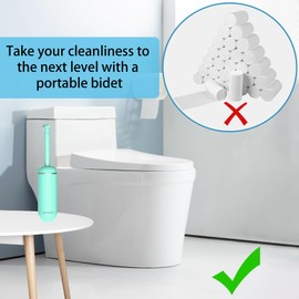 Portable Bidet for Travel, Handeld Bidet for Women and Men, Water Sprayer for Postpartum Care, 380ml(12.8oz) Large Personal Hygiene Cleaning Peri Bottle with Leakproof Design, Eco-Friendly Green