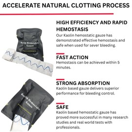 First Aid Advanced Quick Clotting Combat Gauze - Flexible Hemostatic Gauze - to Stop The Bleed kit Faster with Quick Clotting Gauze - Survival Kit Supplies - 3" x 12.5' - Pack of 10