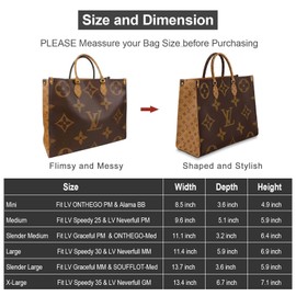 OMYSTYLE Black Large Organizer Insert, Felt Tote Bag Organizer Insert with 5 Sizes, Handbag Dividers for Inside Purse, Compatible with Longchamp, Neverful, Speedy and More