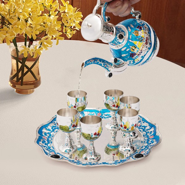 Unbranded Elegant Antique Tea Set with Teapot, 6 Teacups &