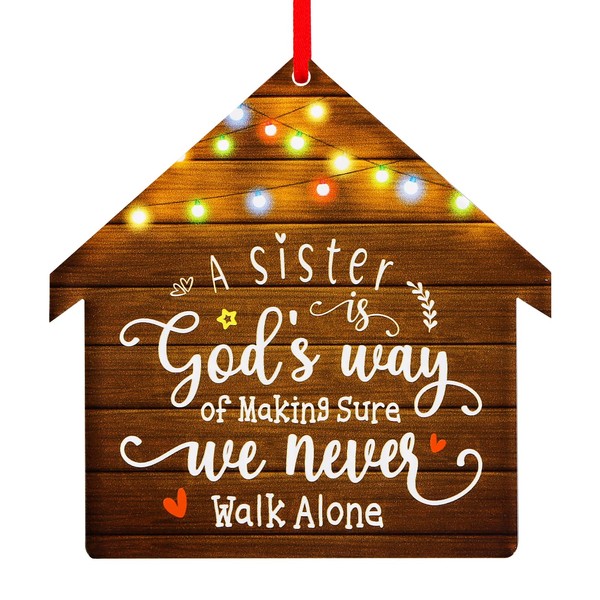 WaaHome A Sister is God's Way We Never Walk Alone Christmas Ornaments Christmas Sister Gifts from Sister, Sister Ornament for Christmas Tree Decorations Gifts for Sisters Women Girls
