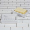 HomArt Rectangle Raised Peg Soap Dish, Ceramic, Matte White