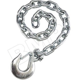 Set of 2 35" Gooseneck Trails Safety Chain with 3/8" Slip Hook with Clip Trailer, Heavy Duty, Logging, Towing, Auto Body Frame, RV Machine, Pulling Trailers - Campers, Transport Chain 0900145