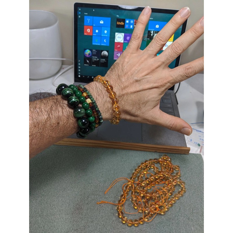 RAYON CITRINE bead bracelet for Men 10mm Stretch 2A+ 7,